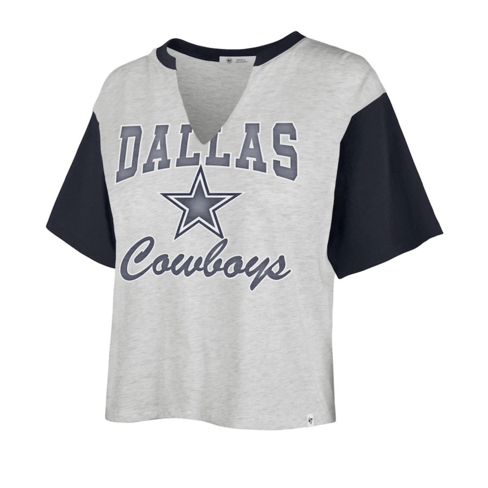 NWT ‘47 Brand Dallas Cowboys Sandy Daze Dolly V Neck Cropped T-Shirt Size S